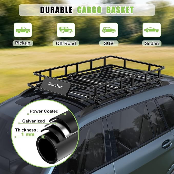 Roof Basket 64" x 39" Heavy Duty Roof Rack Cargo Basket 300 lbs Capacity Steel Rooftop Cargo Carrier Luggage Holder Rack for SUV Truck Car Travel Camping Storage