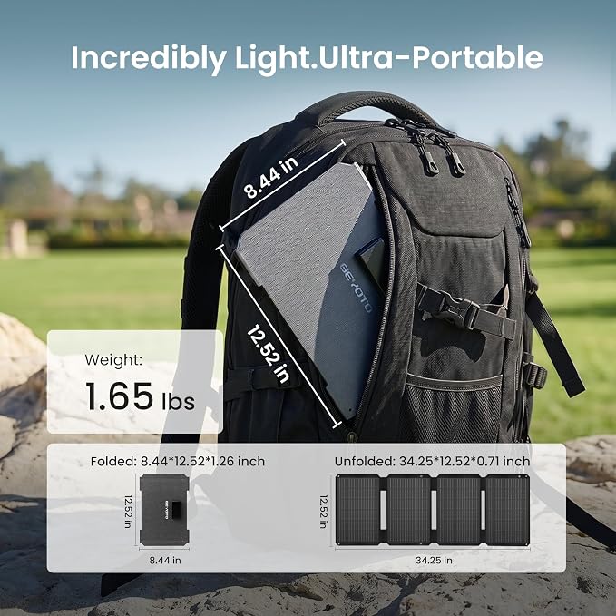 45W Solar Panel Charger with Dual USB-C and USB-A,25.4% High Efficiency Foldable Solar Panel Charger,IP68 Waterproof Portable Solar Charger for Camping,Backpacking,Hiking,Phones,Power Bank