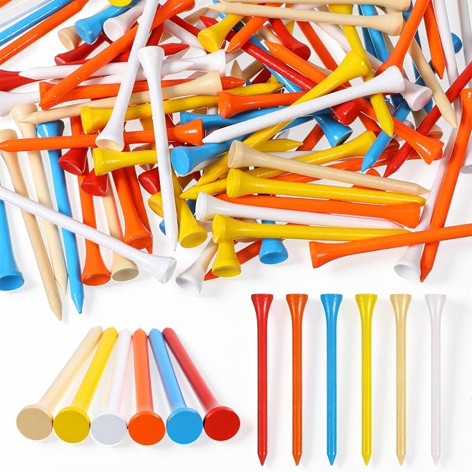 500 Pcs Wood Golf Tees Bulk 3-1/4 Inch Unbreakable Long Colored Tall Golf Tees for Men Women Kids Balls Game