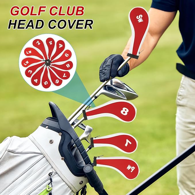 PATIKIL Golf Club Head Cover, Number Golf Club Irons Covers Neoprene Driver Headcover Golf Lovers Gifts