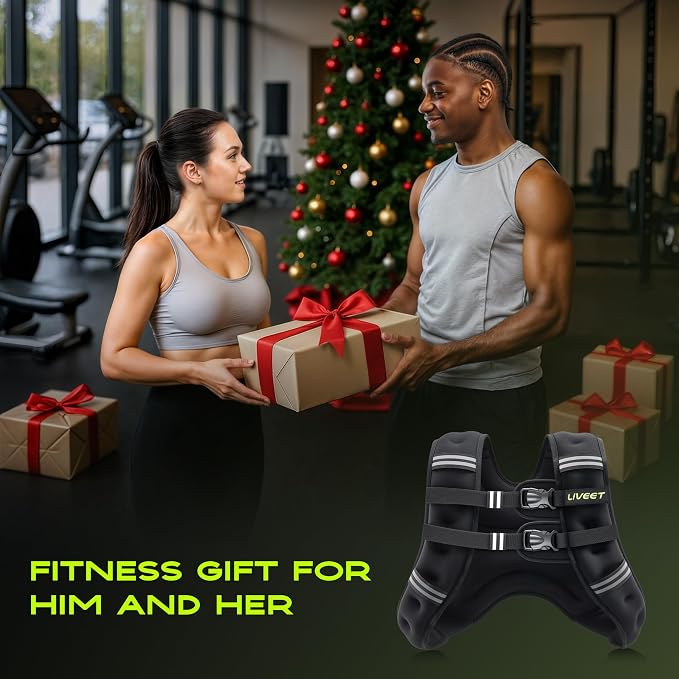 Weighted Vest, Weighted Vest for Women Men, 5lb/10lb/15lb/20lb/25lb/30lb SGS Certified Weight Vest with Pocket Reflective Strips Adjustable Buckle Straps for Walking Running Strength Training Cardio Workout