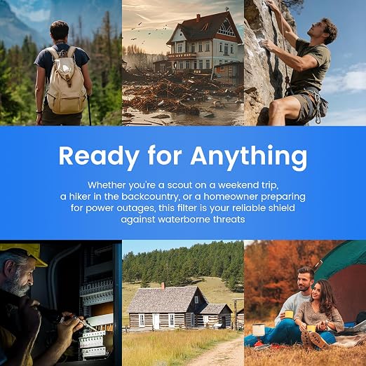 Water Filter Straw, Portable Personal Water Filtration System, Emergency Survival Water Purifier for Camping, Hiking, Backpacking, Travel, Family Outdoor Activities and Emergency Preparedness