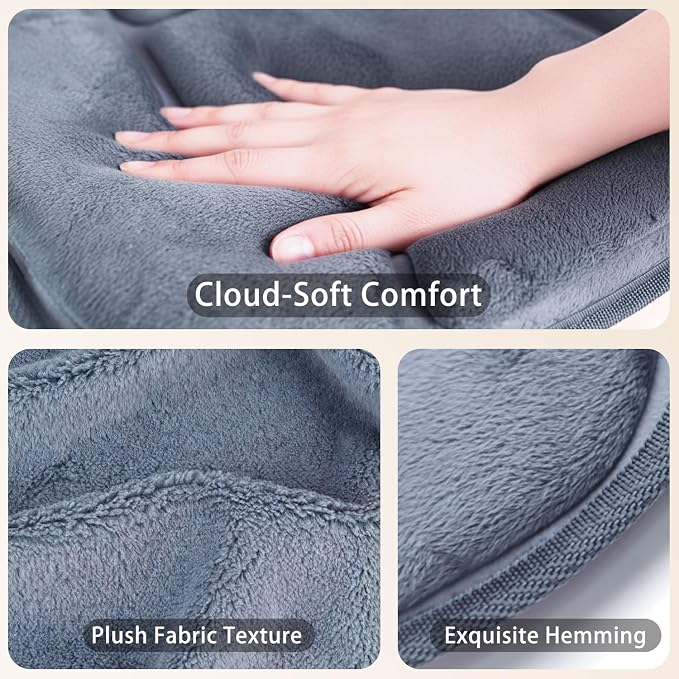 Back Massager with Heat, Full Body Massage Pad with Pillow Neck Support, Soft Plush Fabric Cover, Chair Massager with 3D Lumbar Truction and 8 Vibration Motors, Home Office Use