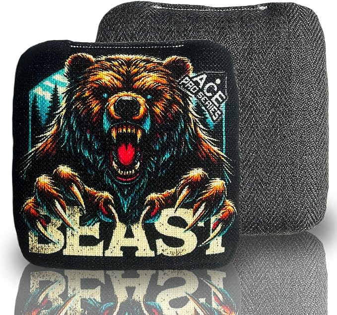 CornholeAce PRO Beast Carpet Cornhole Bags (Set of 4) | Herringbone Fabric, Waterproof, Plastic Resin Filled, Dual Sided, Professional, Regulation Size, 6x6, 16oz, Made in USA