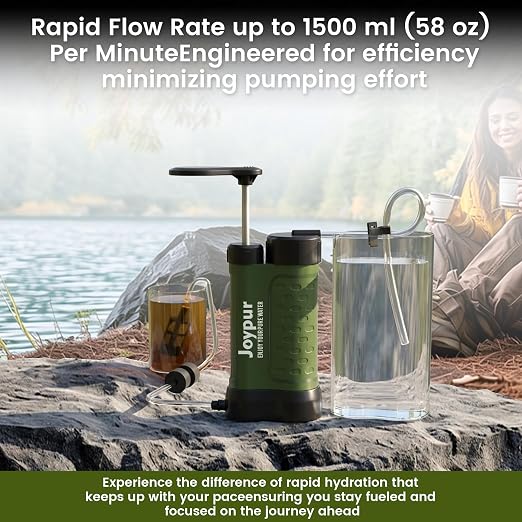 Outdoor Water Purifier Pump,3-Stage Water Filter,0.01 Micron Emergency Portable Water Filtered for Hiking,Survival Gear,Camping, Hiking, Backpacking