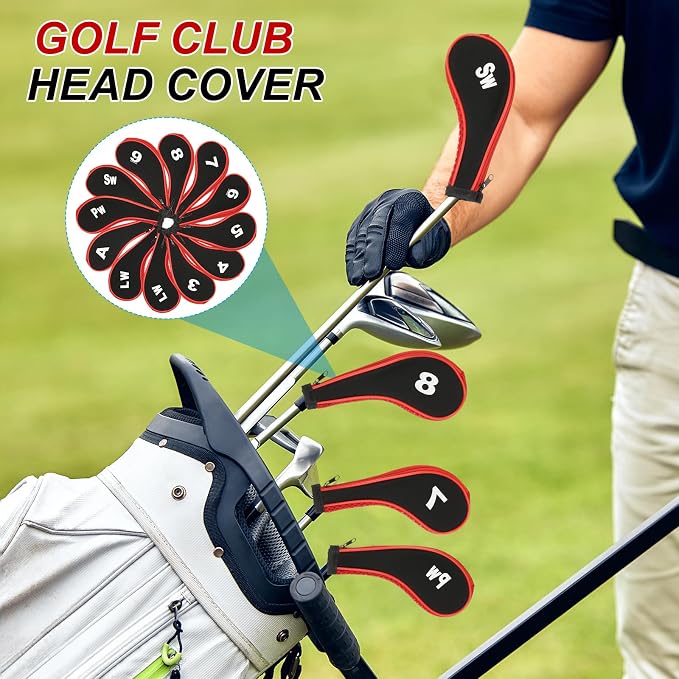 PATIKIL Golf Club Head Cover, Number Golf Club Irons Covers Neoprene Driver Headcover Golf Lovers Gifts