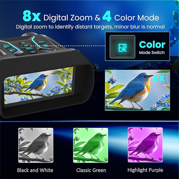Night Vision Binoculars for Adults & Kids - 4.5'' Screen Infrared Night Vision Goggles Camera with Case, 4K Video & 36MP Photos, 8X Digital Zoom, 7-Level Infrared, 4500mAh Battery for Camping,Security