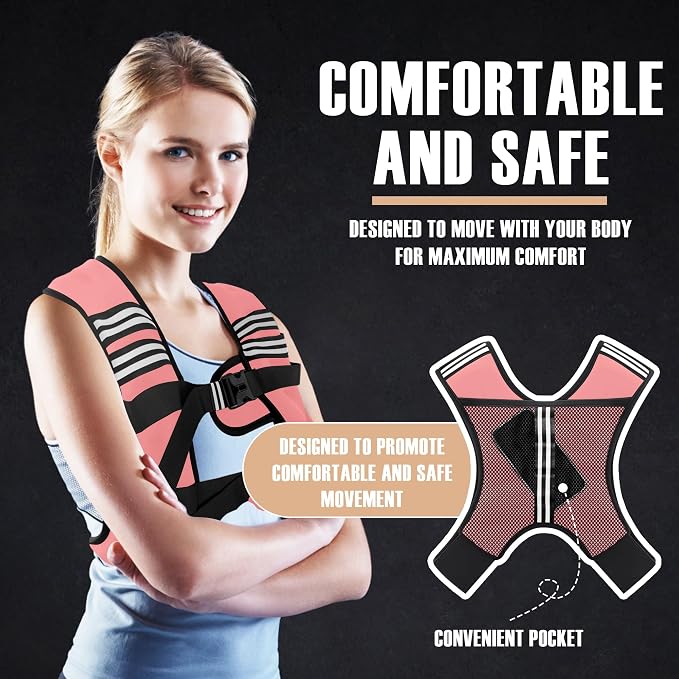 NATURELUX Weighted Vest Men or Women - 5/10/15/20/25/30lbs Weights with Reflective Stripe, Weighted Vest for Workout Equipment for Strength Training Running - Walking Weight Loss