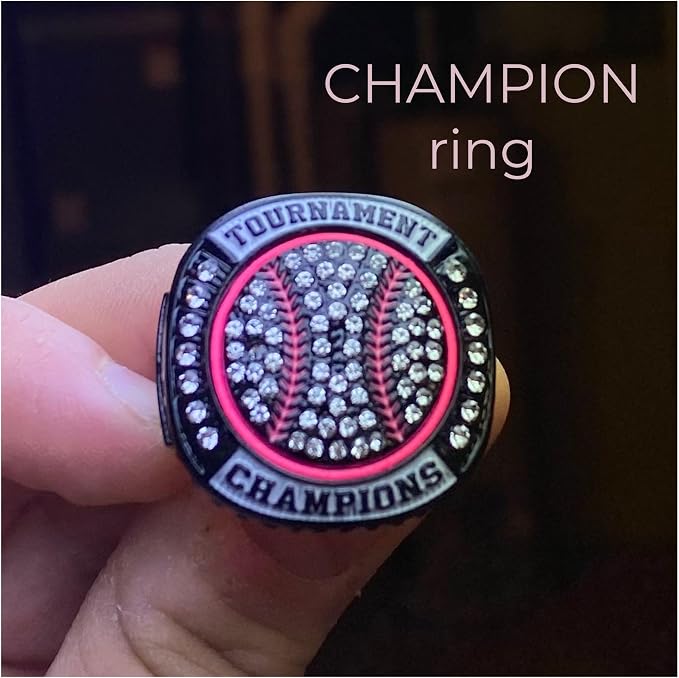 Legacy Rings 1 or 12 Pack Bright Pink Softball Baseball Championship Trophy Ring Women's Award for Tournament Champion or Finalist