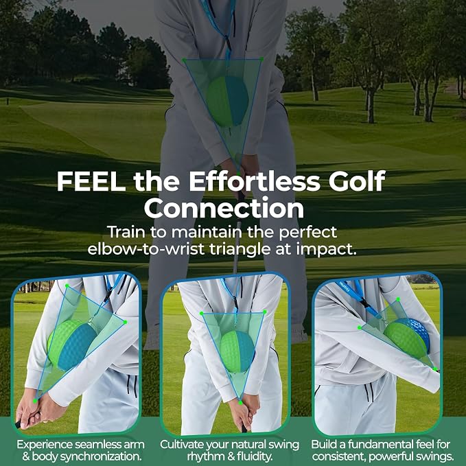Golf Training Aid Ball for Impact Precision & Consistent Swings - Master Body Connection to Fix Slicing, Scooping & Chicken Wing | Simple and Effective Golf Training Tool