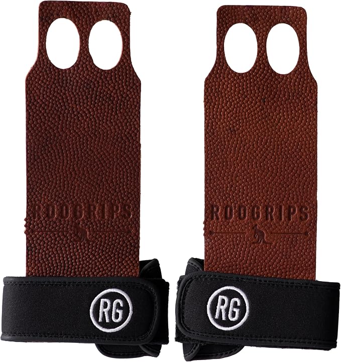 Roogrips 2 Finger Premium Leather Hand Grips for Gymnastic Bars, Cross Training, Gym & Home Workouts, Pull Up Bars & Weightlifting - The Most Durable Palm Guard from Rips and Blisters