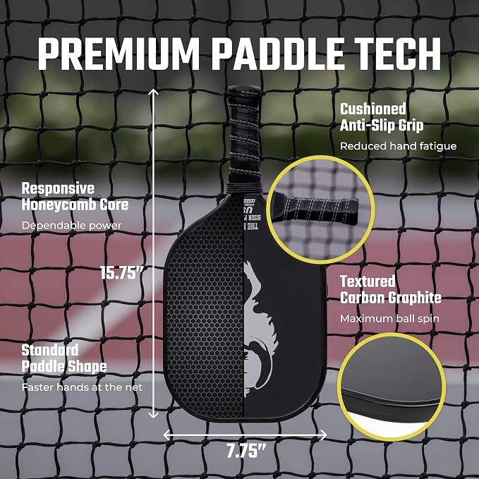 Bison Paddles: Carbon Graphite Pickleball Paddles - Lightweight Pickleball Rackets | Honeycomb Composite Core Improves Pickle Ball Placement and Increases Power | Durable Unibody Construction