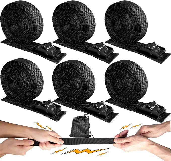WEDAMER 6 Pack Kayak Tie Down Straps 16.4Ft Cam Buckle Tie Downs Adjustable Kayak Strap for Trucks Motorcycles Boat RV, Ratchet Lashing Straps for Roof Rack Trailer Cargo Packing Securement 1" x 16.4'