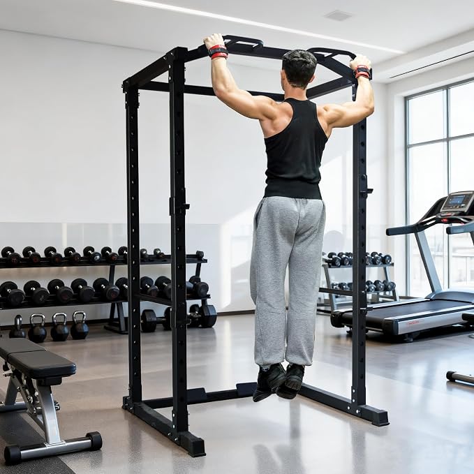 Fitvids Multiple Specifications Power Cage Squat Rack, Includes J-Hooks and Safety Straps, Other Optional Accessories