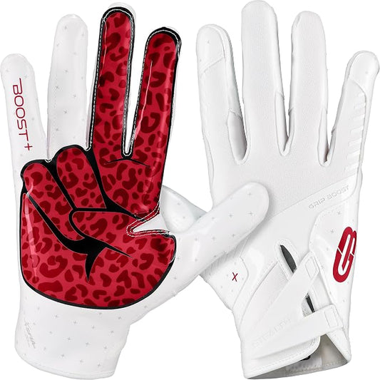 Grip Boost Football Gloves - Peace Stealth 6.0 Boost Plus Sticky Technology - Adult and Youth Football Gloves for Wide Receiver - Men's and Boys Sizes