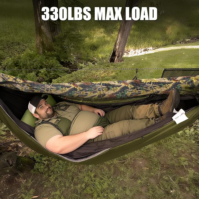 Night Cat Camping Hammock Tent: Lightweight Portable 4 in 1 Hammock with Rain Tarp and Mosquito Net for Hiking Jungle Outdoor