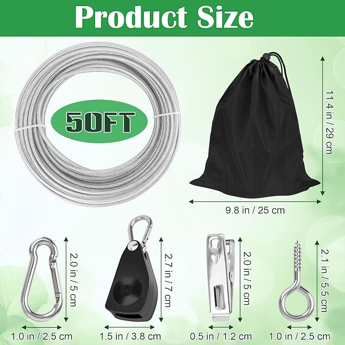 Windspeed Retractable Clothesline Outdoor Heavy Duty Travel Clothesline Retractable Clothes Line for Outside Travel Camping Cloth Line, Galvanized Steel Material, and 10 Clips, Storage Bag (50Ft)
