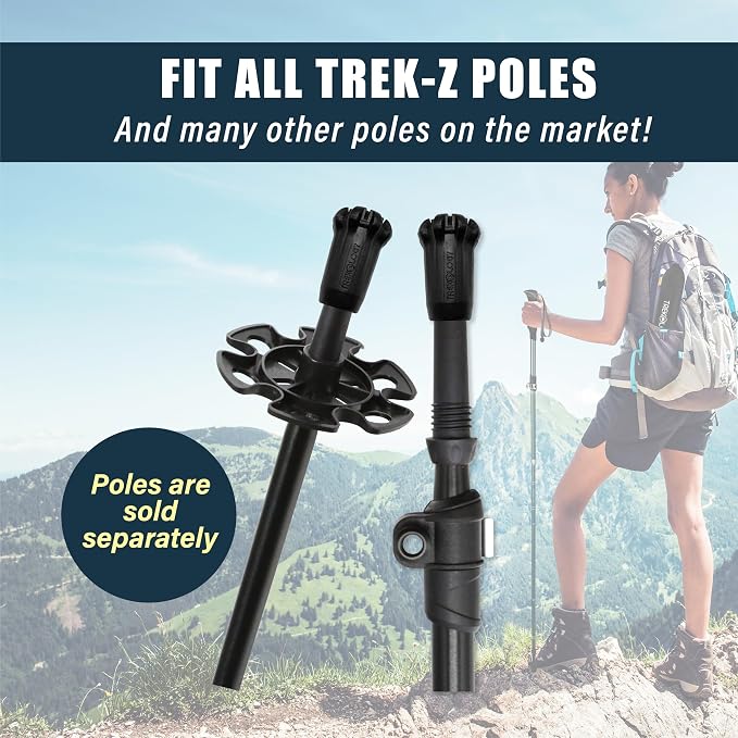TREKOLOGY Trek-Z Cork Grip Trekking Poles Bundle with 6 Rubber Tip Replacements – Lightweight Folding Hiking Poles, Adjustable Height, Premium Aluminum Walking Sticks for Men & Women