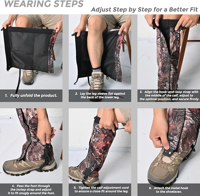 Leg Gaiters- Waterproof Boot Gaiter for Men & Women, with 1000D Wear Resistantand Snowproof and Waterproof Leg Protectors for Hiking and Camping
