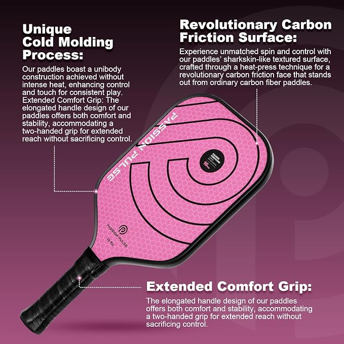 Pickleball Paddles 2026,Carbon Fiber Pickleball Paddle,16mm T700 High Grit & Spin, Professional Pickle Ball Paddles Set Designed for Ultimate Spin & Consistency