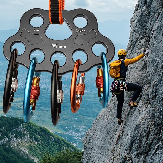 30kN/40kN Rigging Plate, Aluminum Anchor Multiplier Plate, Force Divider Plate Bear, Climbing Descender Connector Gear for Hammock Firefighting Arborist Rock Climbing Rescue Cave Yoga Rappel