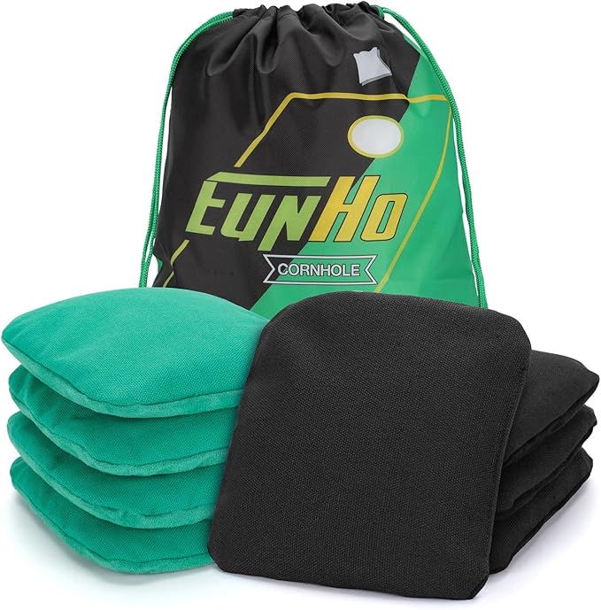 EunHo Regulation Cornhole Bags Set of 8 - Dual Sided Slick and Stick Cornhole Bean Bags for Tossing Game Professional All Weather Pro Corn Hole Bags with Tote Bag