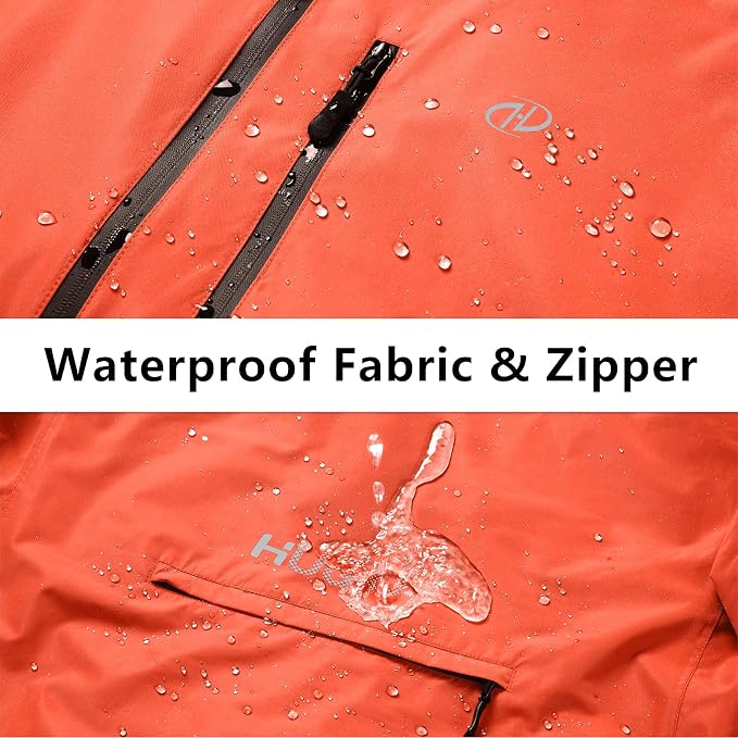 Hugut Men's Cycling Running Rain Jacket Lightweight Waterproof Biking Hiking Windbreaker Raincoat Reflective Packable
