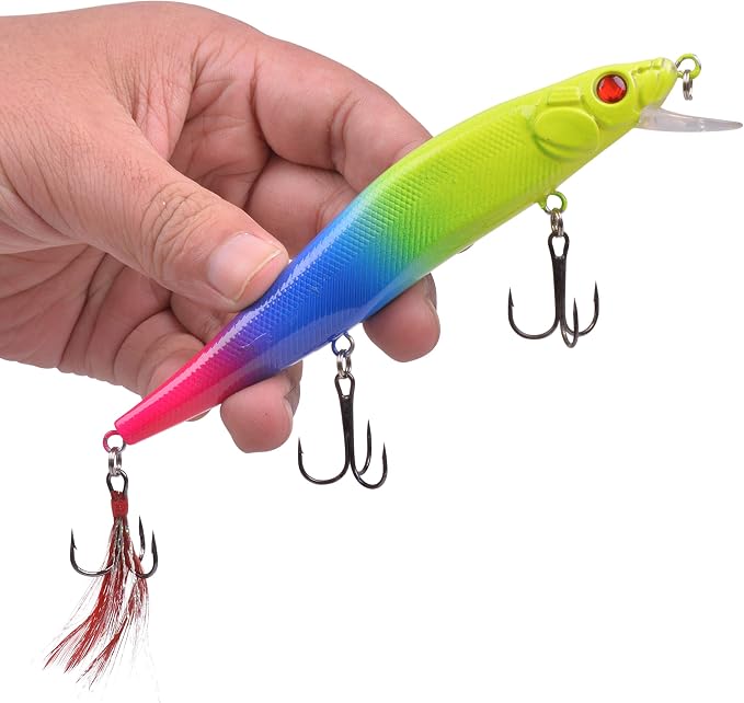 Fishing Lures Kit Crankbait Minnow Hard Bait Set Deep Diving Jerkbait Swimbait Popper Pencil Walleye Lures Artificial Fishing Bait for Bass Trout Redfish Saltwater Freshwater Fishing Lure