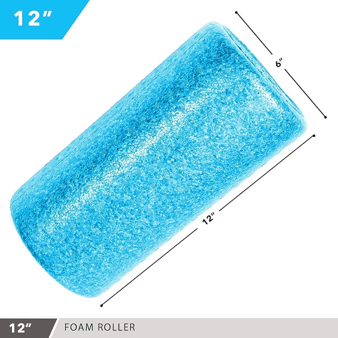Day 1 Fitness High Density Muscle Foam Rollers - Sports Massage Rollers for Stretching, Physical Therapy, Deep Tissue, Myofascial Release - Ideal for Exercise and Pain Relief – Solid Blue, 12”