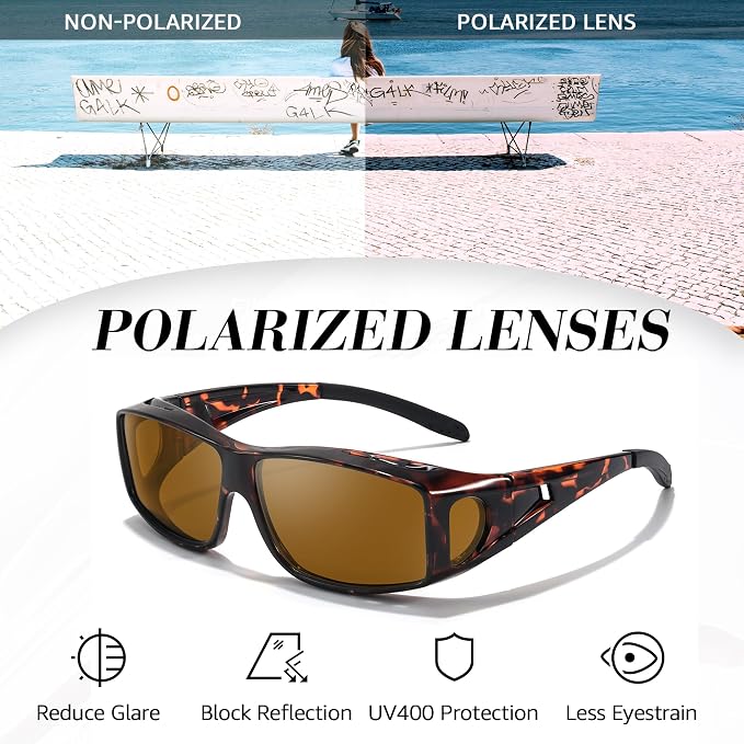 LVIOE Over Glasses Sunglasses Wrap Around Polarized Sunglasses for Men Women Fit Over Prescription Glasses with UV Protection