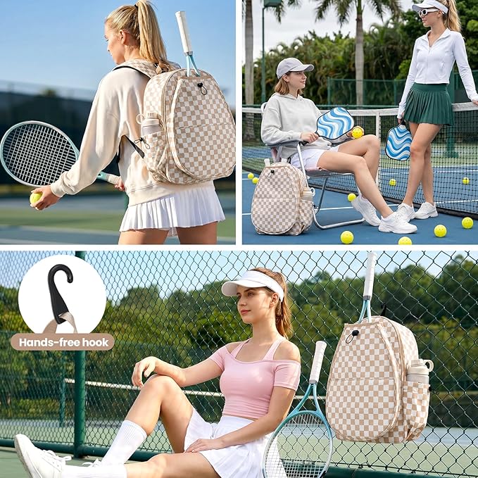 Mosthink Pickleball Racket Backpack Tennis Bag for Women Water-Resistant and Machine Washable Tennis Backpack，Lightweight Sports Bag for Pickleball, Badminton