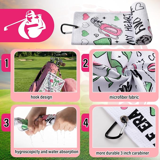 Liliful 12 Pcs Golf Accessories Kit, Include Golf Ball Bag with Hook Towel Tees Magnetic Ball Marker Divot Tool Cleaner Brush for Women Man Gifts
