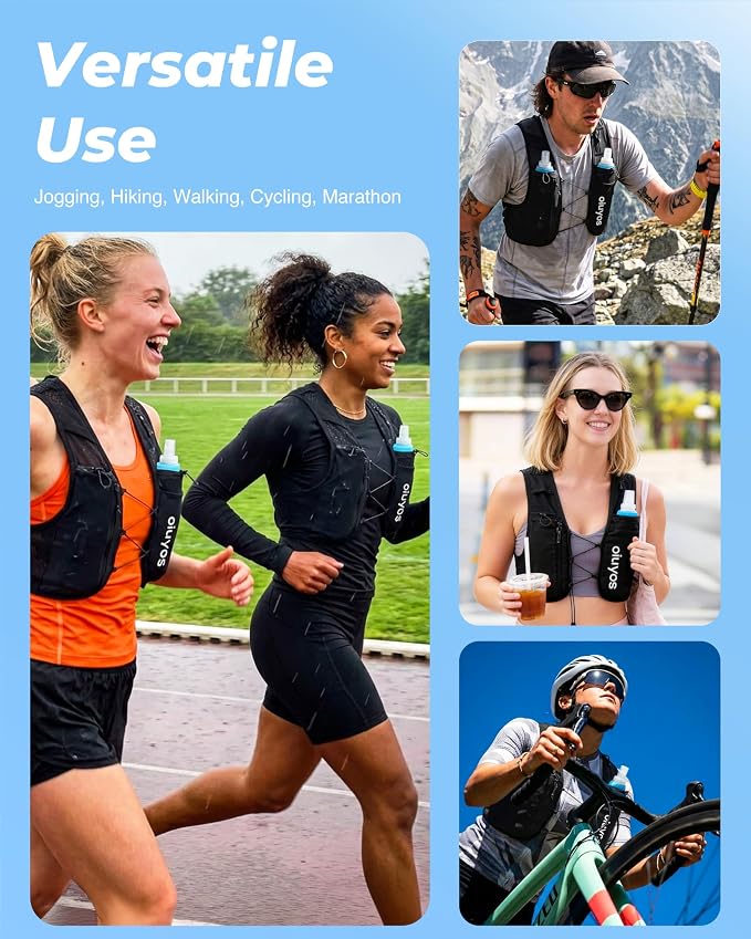 Running Vest for Women Men - Adjustable Chest Straps Running Hydration Vest with 500ml Soft Flask & Phone Holder - Lightweight Reflective Hydration Backpack for Runner Marathon Essentials