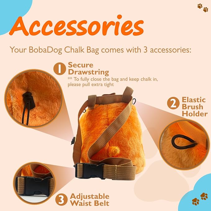 Rock Climbing Chalk Bag + Refillable Ball – Boba Dog Plush Animal Bag