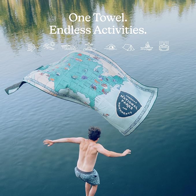 Nomadix Original Towel - National Parks- Perfect for Beach, Pool, Travel, Camping, Yoga - Made with Recycled Materials - Super Absorbent - Sand Resistant