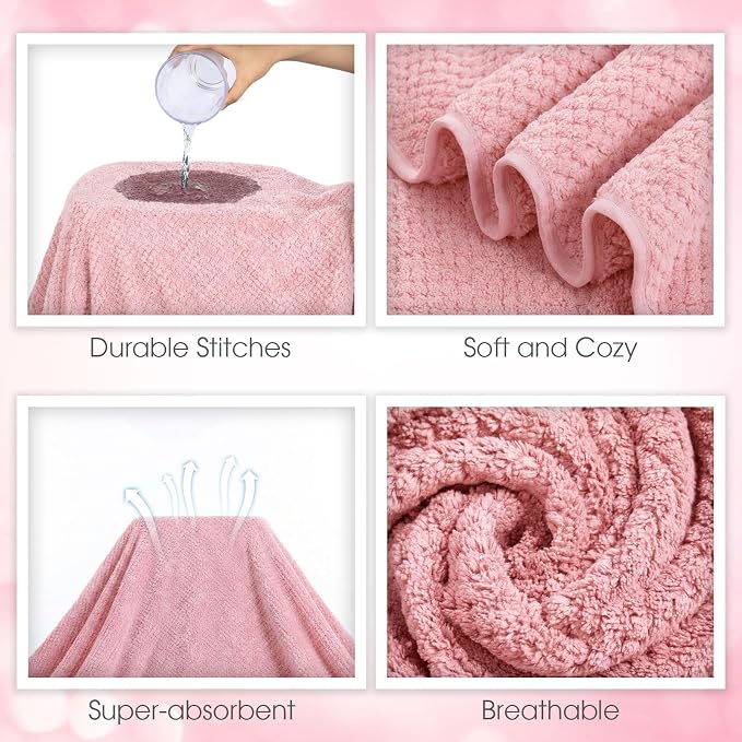 Peryiter Oversized Bath Towels Set of 6 for Adults 40x80 Inches Extra Large Bath Towel Sets Bathroom Sheets Jumbo Shower Towels Quick Dry Absorbent Soft Microfiber for Adults(Pink)