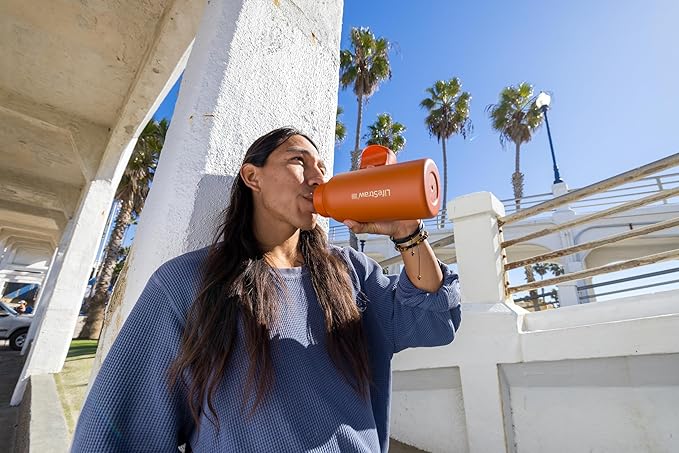 LifeStraw Go Series — Insulated Stainless Steel Water Filter Bottle for Travel and Everyday Use removes Bacteria, Parasites and Microplastics, Improves Taste, 1L, Icelandic Blue