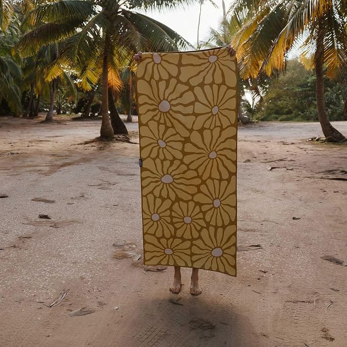 Nomadix Original Towel - Perfect for Beach, Pool, Travel, Camping, Yoga - Made with Recycled Materials - Super Absorbent - Sand Resistant - Lazy Daisy Gold - 72.5x30