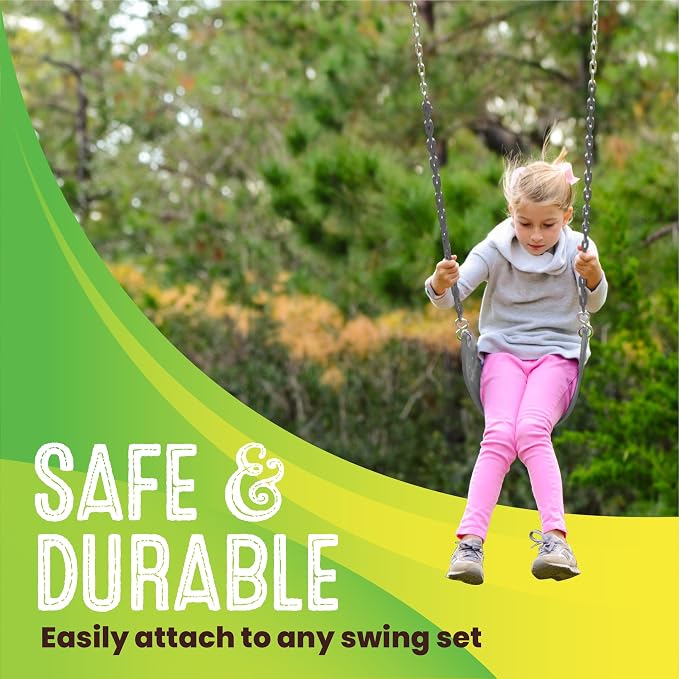 Swurfer Tree Outdoor Swing Set Swings – Playground Swing Seat Replacement, Swing Set Accessories, Easy Installation, Comfortable Heavy Duty Rubber Coated Chains, Weather Resistant, Ages 4 and Up