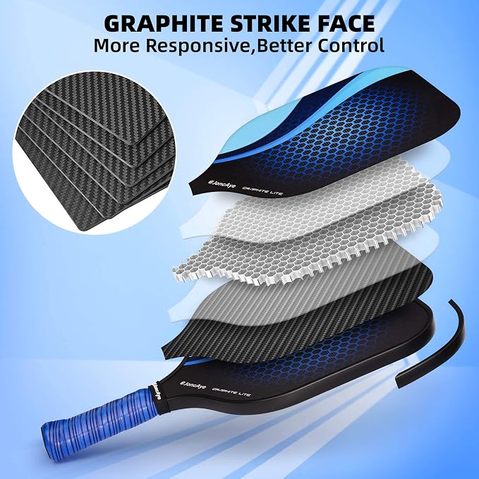 JoncAye Pickleball Paddles Set of 4 or 2, USAPA Approved Fiberglass Rackets with Outdoor Indoor Balls, Bag, Overgrip, Lightweight for Family, Professional Equipment for Beginners Intermediate