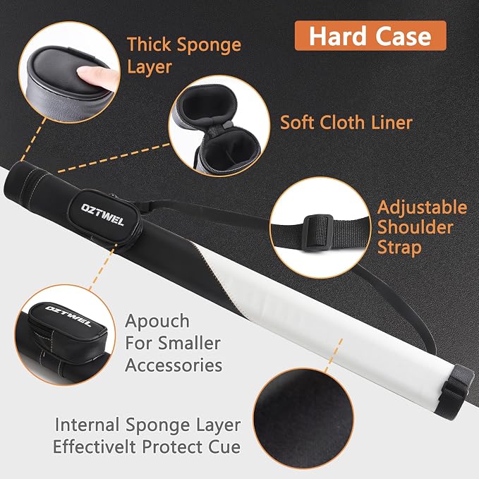 Pool Cue Stick with Case, 13mm Glass Fiber Pool Cue Stick, Pool Cue Kit, Billiard Cue Stick with Case, 58" Professional Billiards Low Deflections Cue Stick with Gloves, Aerator, 19 Oz