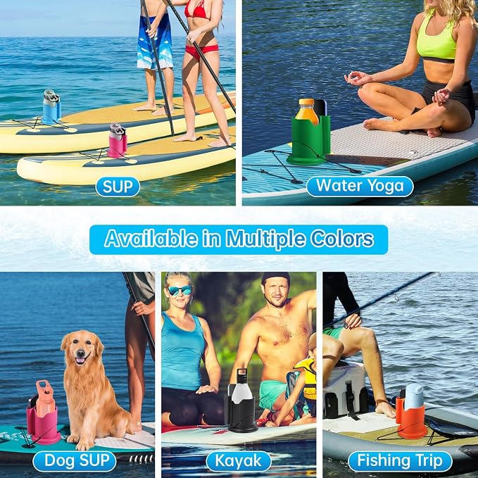 Paddle Board Cup Holder, Kayak Cup Holder 2-in-1 Drink & Phone Holder, Paddleboard and Kayak Accessories for SUP, Kayaking, Fishing, Yoga, or Surfing Adventures(Blue,1Pack)