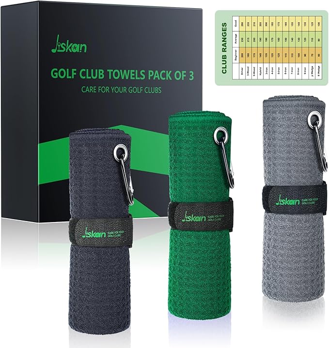 Jiskan Super Golf Clean and Maintenance Kit Includes Golf Club Brush, Club Groove Sharpener, Grip Brush, Golf Towel Set and Care Kit