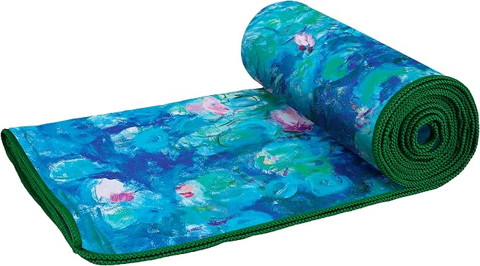 Large Oversized Microfiber Beach Towel - 40x63 Inches, Sand-Free, Quick-Drying, Ultra-Soft, Ideal for Travel, Pool, Yoga, and Camping - Includes Matching Drawstring Travel Pouch, Monet Nympheas