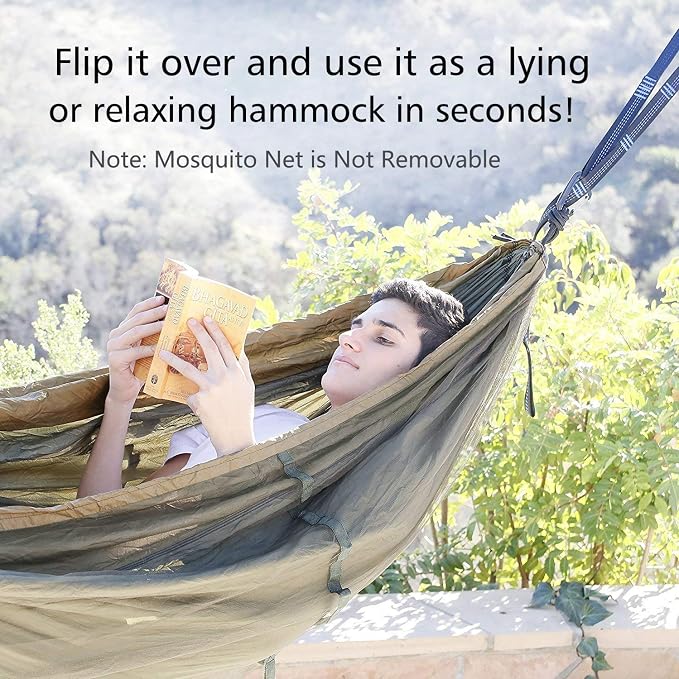Sunyear Camping Hammock with Bug Net & Sunyear Hammock Rain Fly Tent Tarp Provides Effective Protection Against Rain
