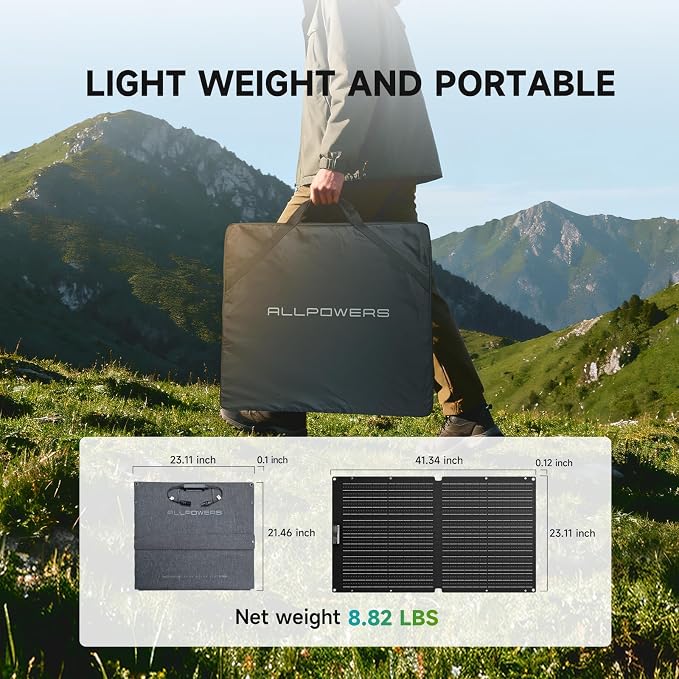 ALLPOWERS SOLAX SE100 100W Portable Solar Panel for Power Station Generator, High-Efficiency Solar Charger for Solar Generator,20V Foldable Solar Panel with Adjustable Kickstand for Outdoor Camping RV