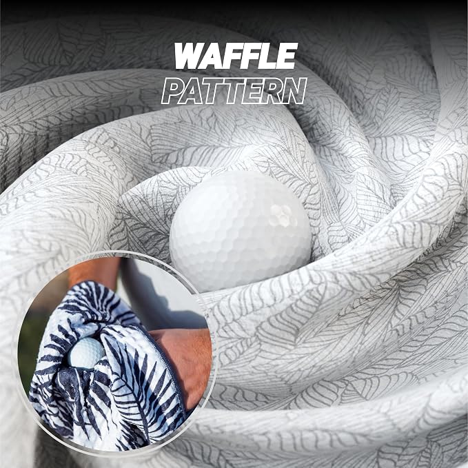 Blue Tees Golf Premium Magnetic Towel - Super Strong Magnet - Microfiber Waffle Design - Silicone Brush - Groove Cleaner - Bag Buckle