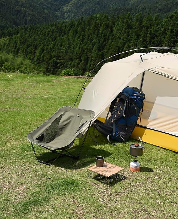 iClimb Mini Solo Folding Table Ultralight Compact for Backpacking Camping Hiking Beach Picnic (Nature - S)