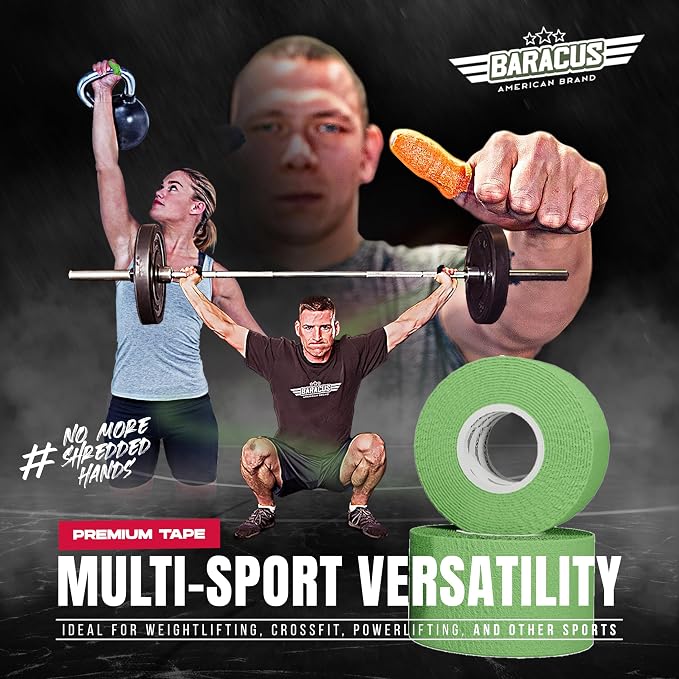 BARACUS Premium Thumb Tape Cross Training and Weightlifting for The Best Hook Grip - 23 ft Long - WOD Tape Chalk and Sweat Proof - Hook Grip Lifting Athletic Thumb Tape (RxCollectionPack)