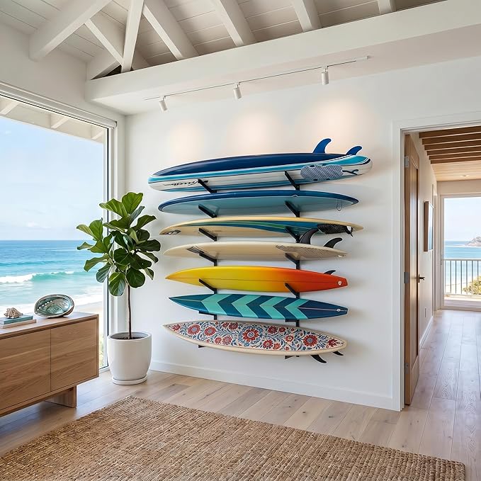 StoreYourBoard G-Vert Mini Wall Rack – Heavy-Duty Indoor Adjustable Multi-Sport Board Rack, 5 Levels for Surfboards, Paddle Boards, Snowboards, Skateboards and More, Holds 200 lbs